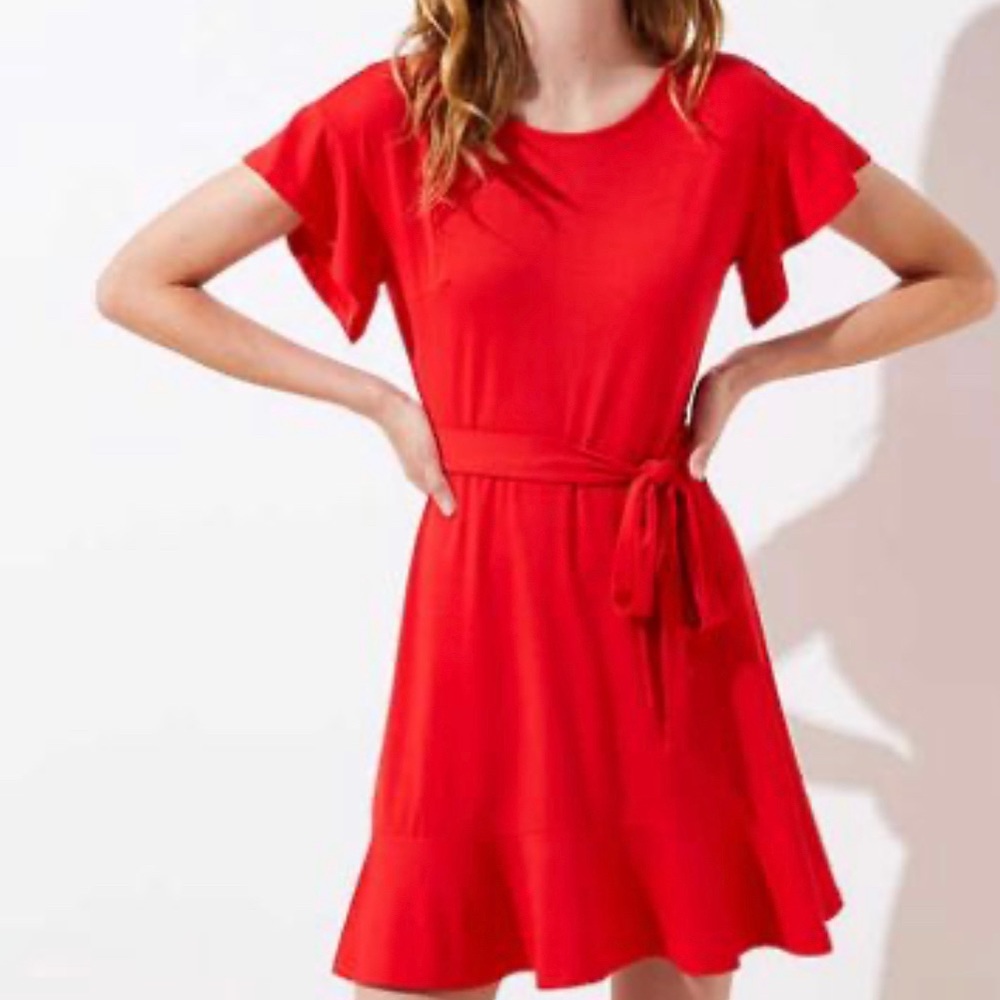 Red Flowy Loft Dress